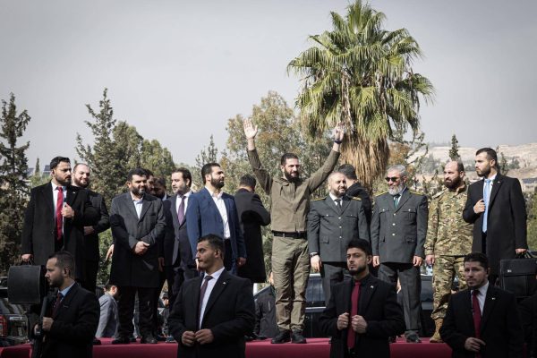 أحمد الشرع خلال عرض عسكري في دمشق