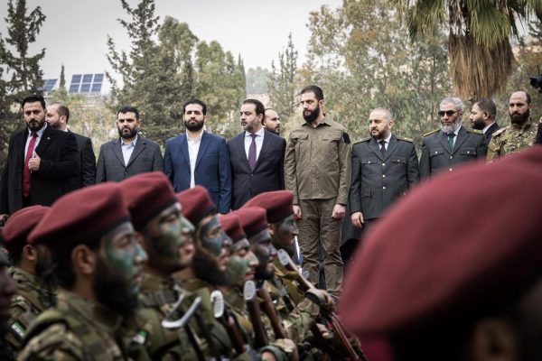 أحمد الشرع خلال عرض عسكري في دمشق